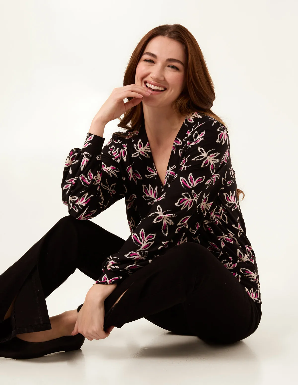 Deep Hem Wrap Top sold by Blue Vanilla