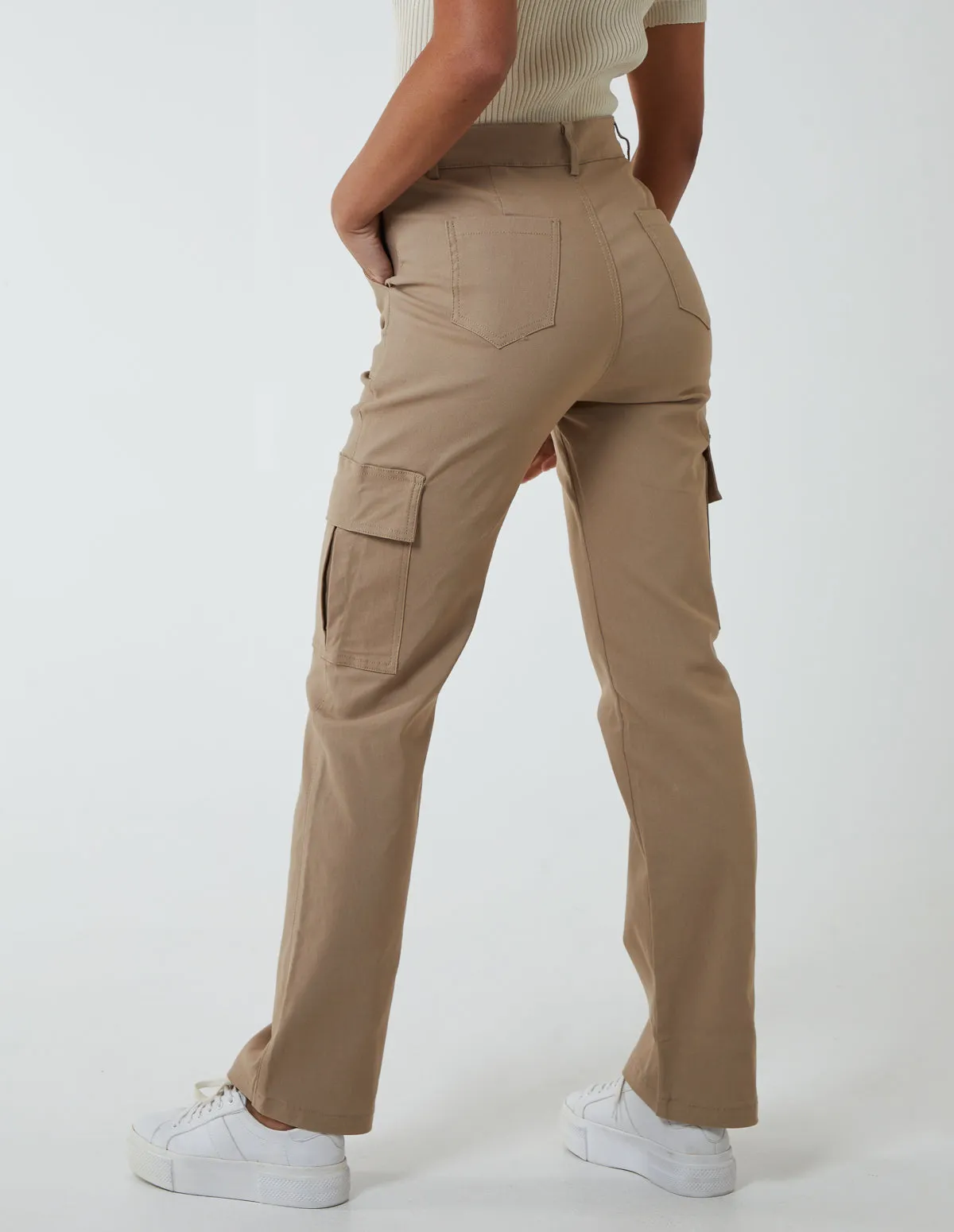 Straight Leg Pocket Detail Cargo Trousers sold by Blue Vanilla product image thumbnail 4