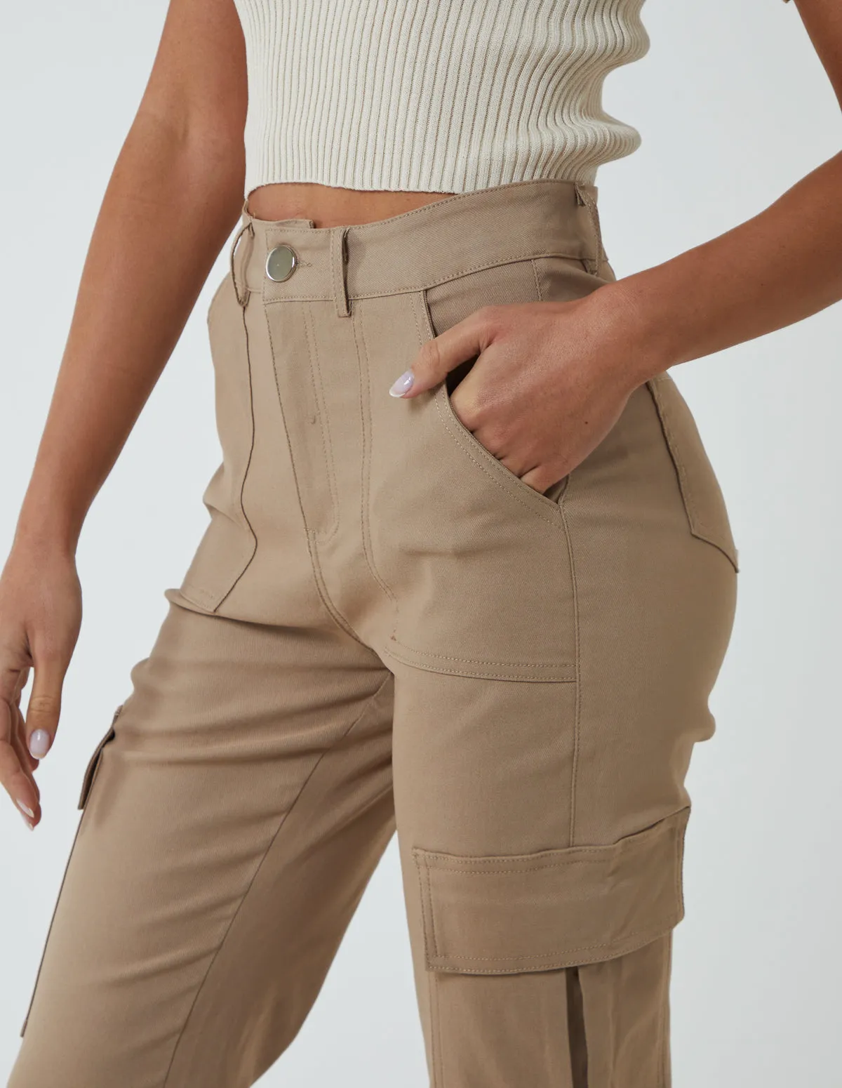 Straight Leg Pocket Detail Cargo Trousers sold by Blue Vanilla product image thumbnail 2