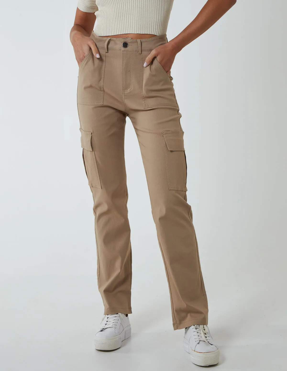 Straight Leg Pocket Detail Cargo Trousers sold by Blue Vanilla product image thumbnail 3