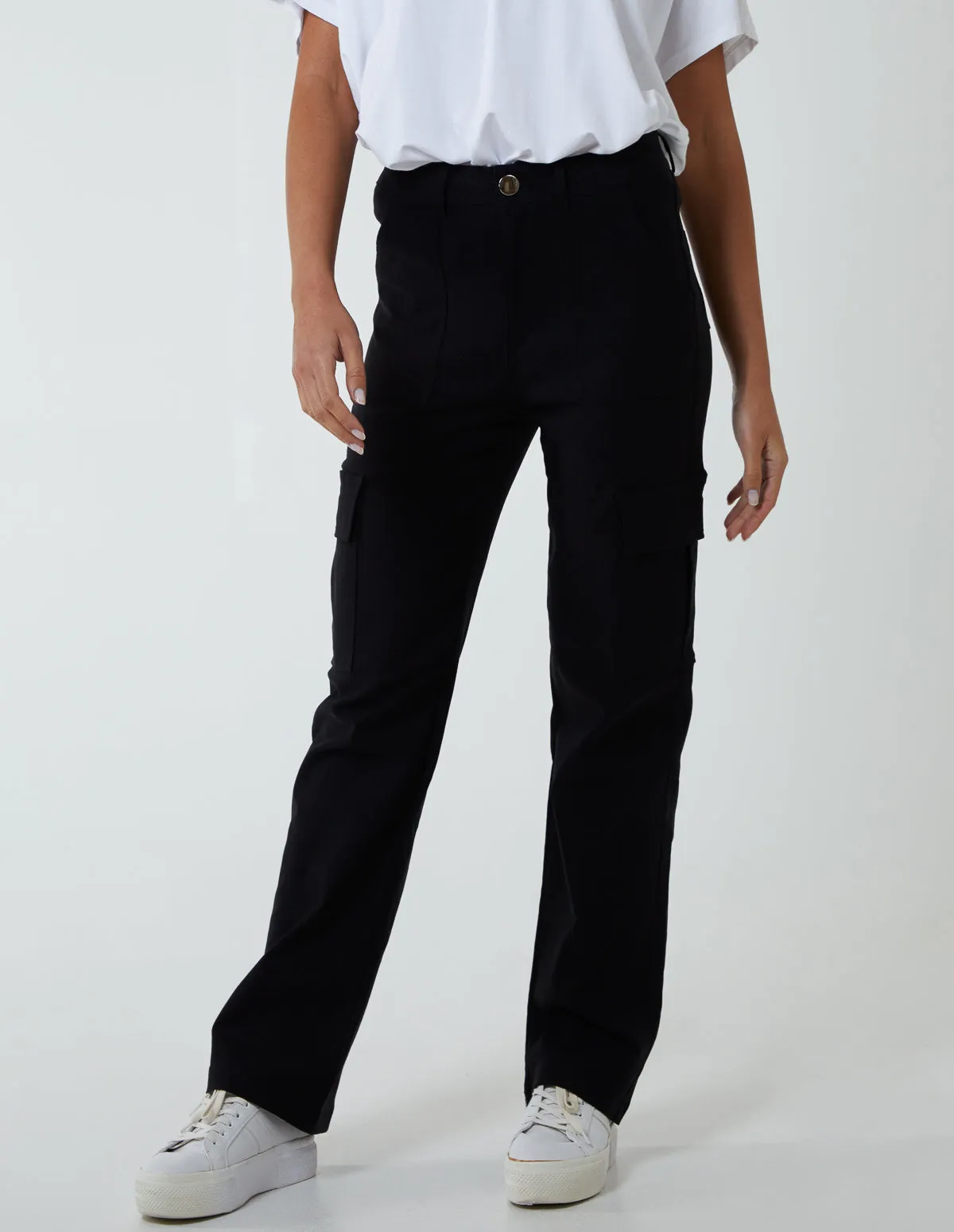 Straight Leg Pocket Detail Cargo Trousers sold by Blue Vanilla product image thumbnail 3