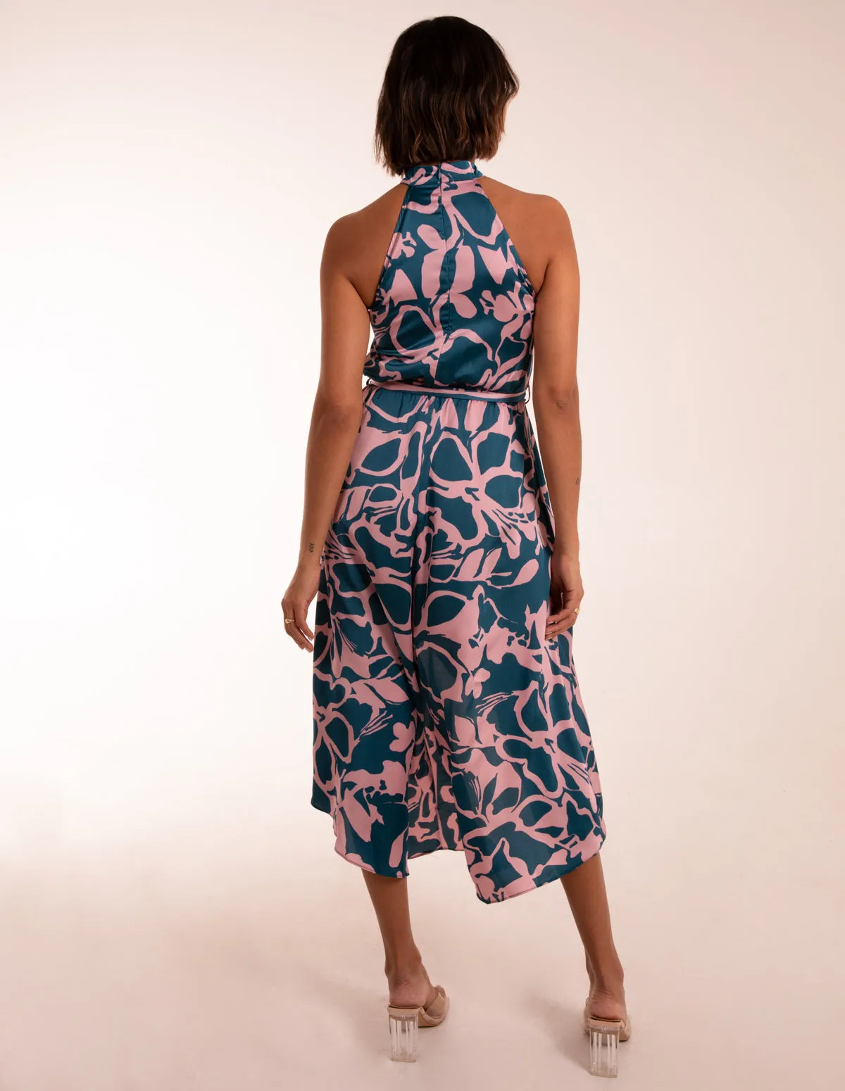 Abstract Print Halter Neck High Low Midi Wrap Dress sold by Blue Vanilla product image thumbnail 5