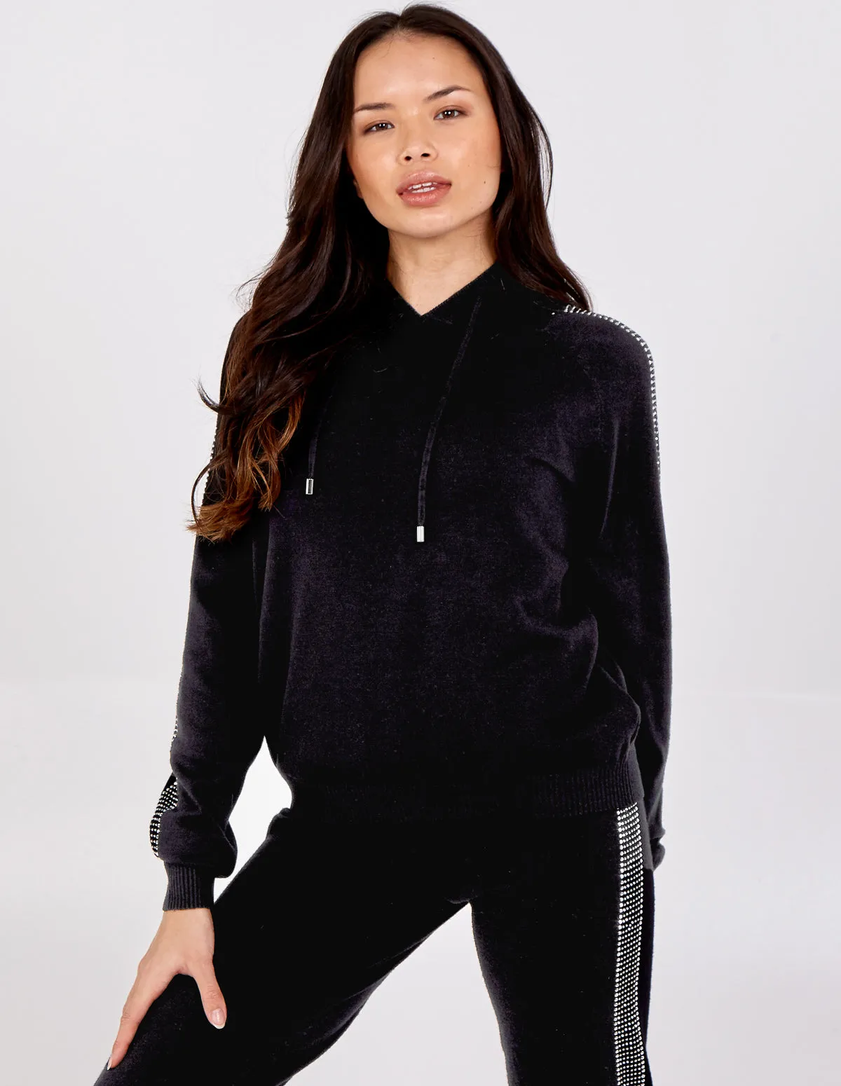 Diamante Detail Sleeve Hoodie sold by Blue Vanilla