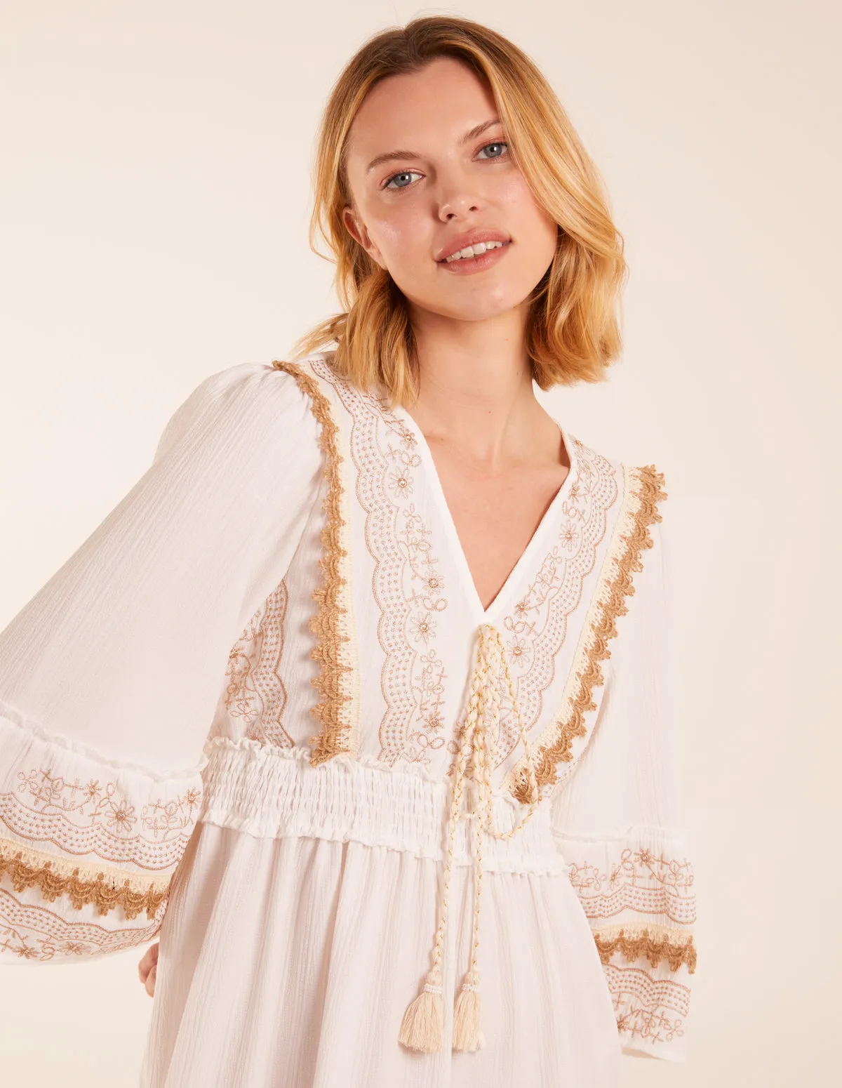 Embroidered Detail Tassel Dress sold by Blue Vanilla product image thumbnail 3