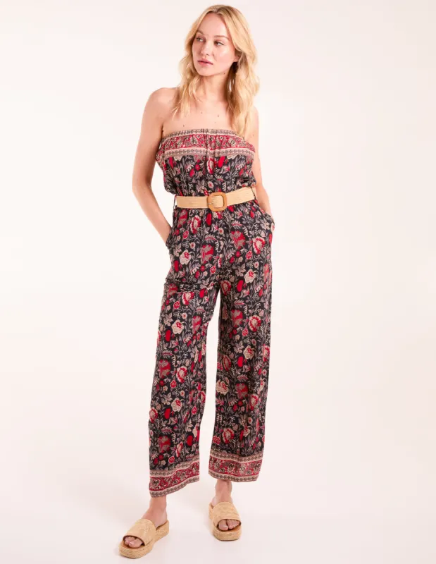 Printed Woven Belted Bandeau Jumpsuit sold by Blue Vanilla