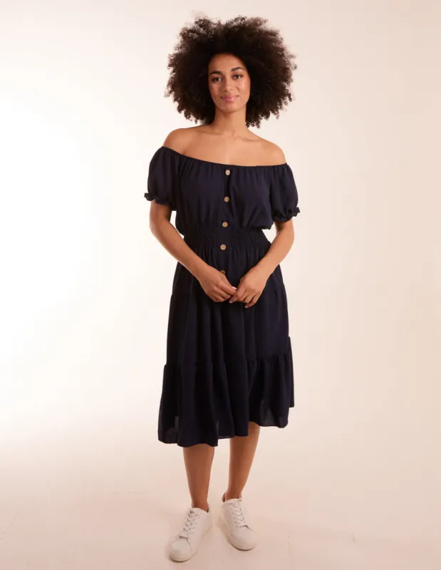 Coconut Button Bardot Dress sold by Blue Vanilla