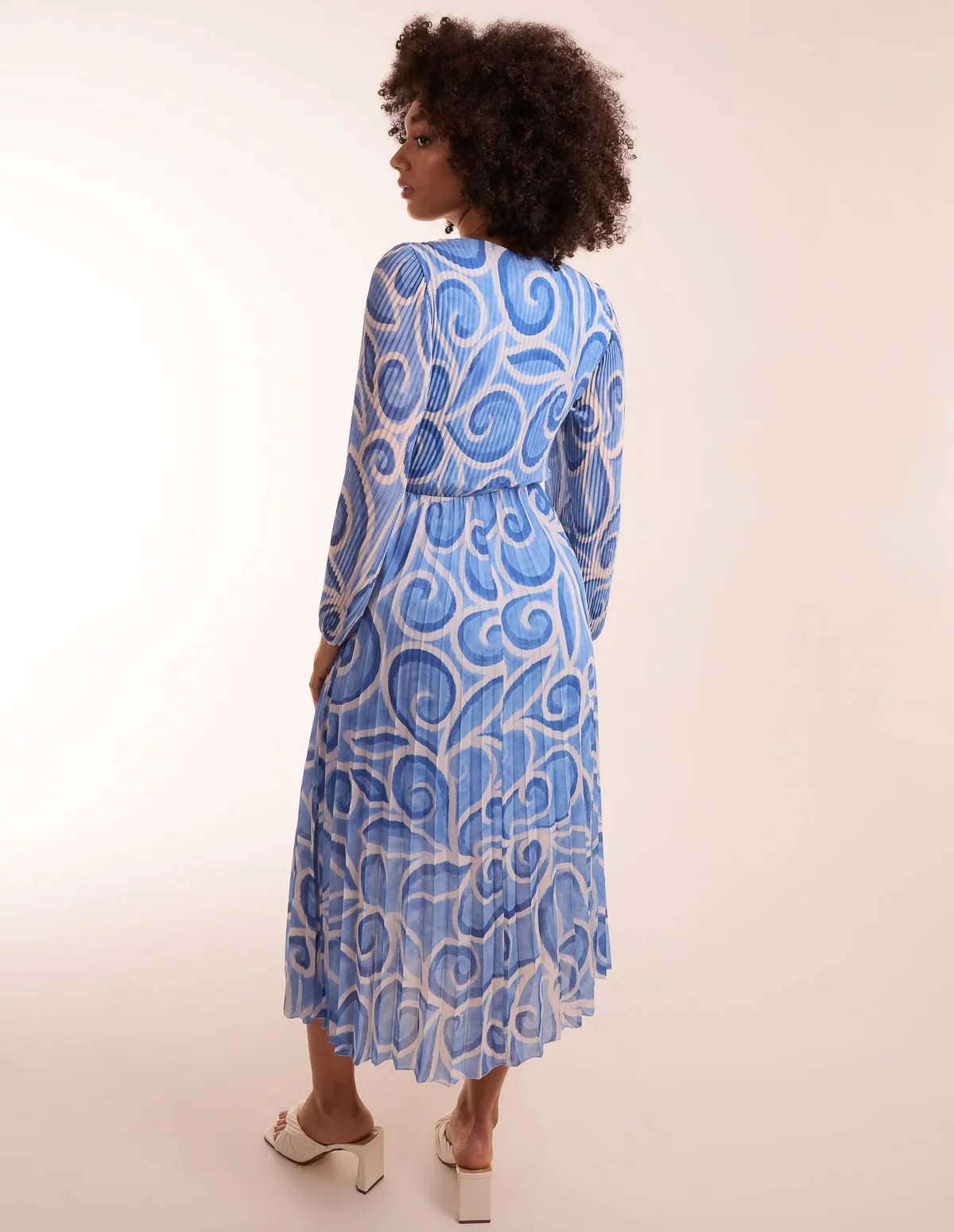 Swirl Print Wrap Pleated Midi Dress sold by Blue Vanilla product image thumbnail 4