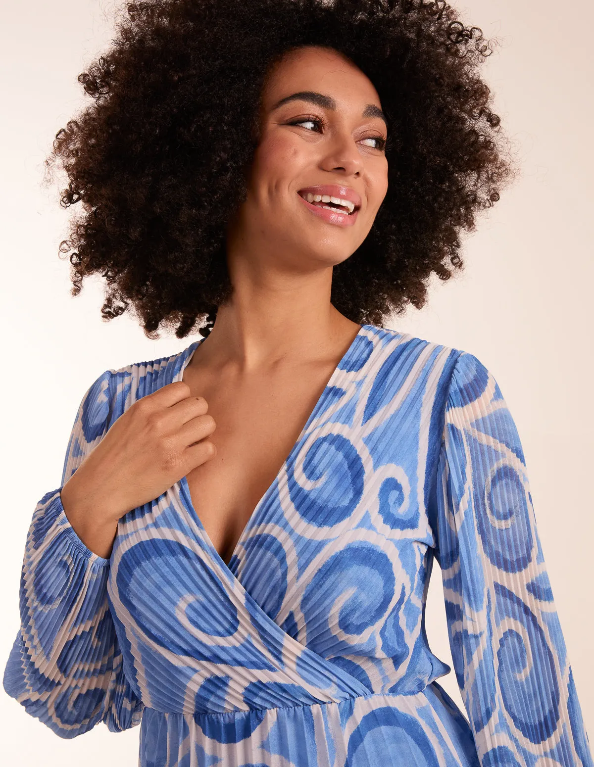 Swirl Print Wrap Pleated Midi Dress sold by Blue Vanilla product image thumbnail 2