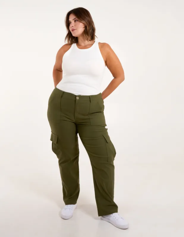 Curve Straight Leg Pocket Detail Cargo Trousers sold by Blue Vanilla