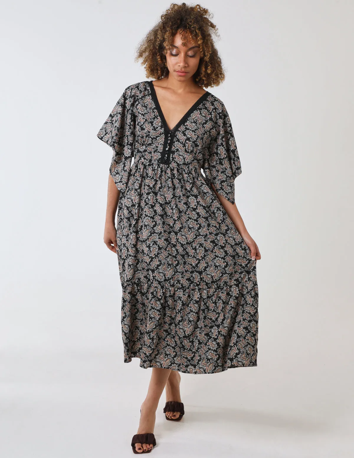 Crochet Detailing Kimono Sleeve Paisley Dress sold by Blue Vanilla product image thumbnail 4