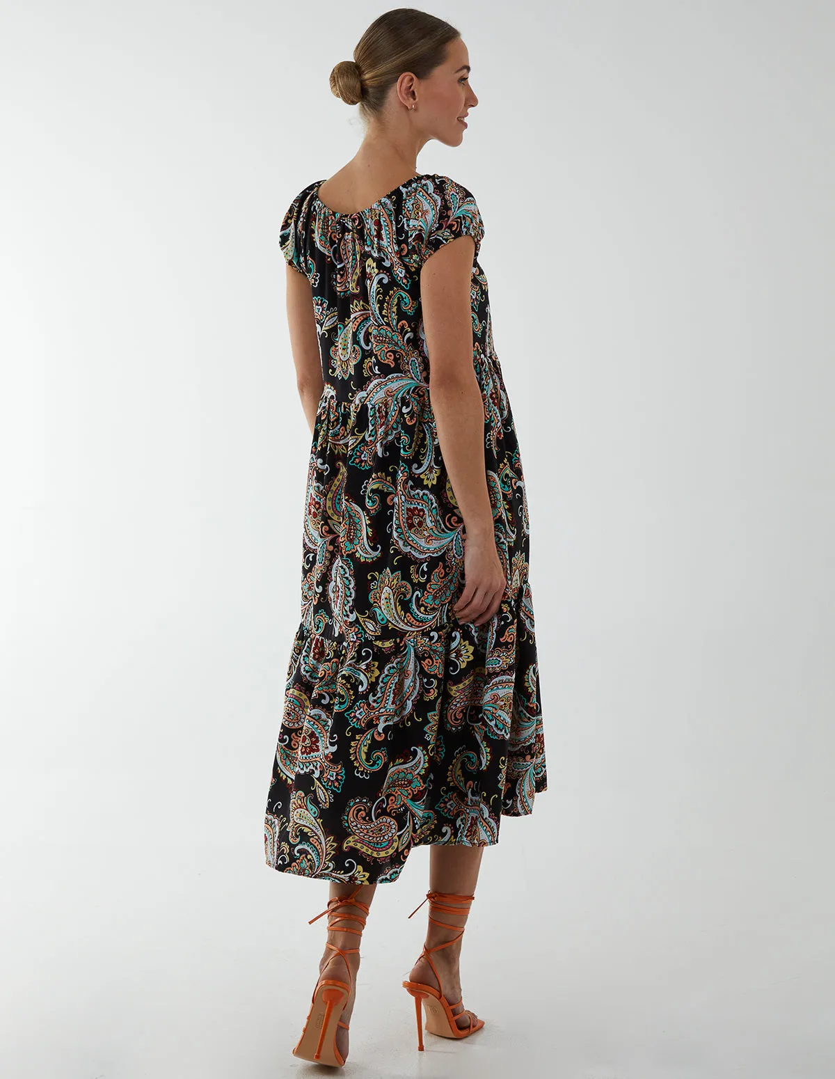 Paisley Scoop Neck Milkmaid Midi Dress sold by Blue Vanilla product image thumbnail 4