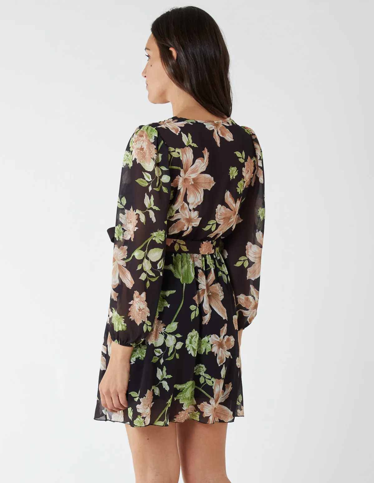 Wrap Front Floral Georgette Dress sold by Blue Vanilla product image thumbnail 5