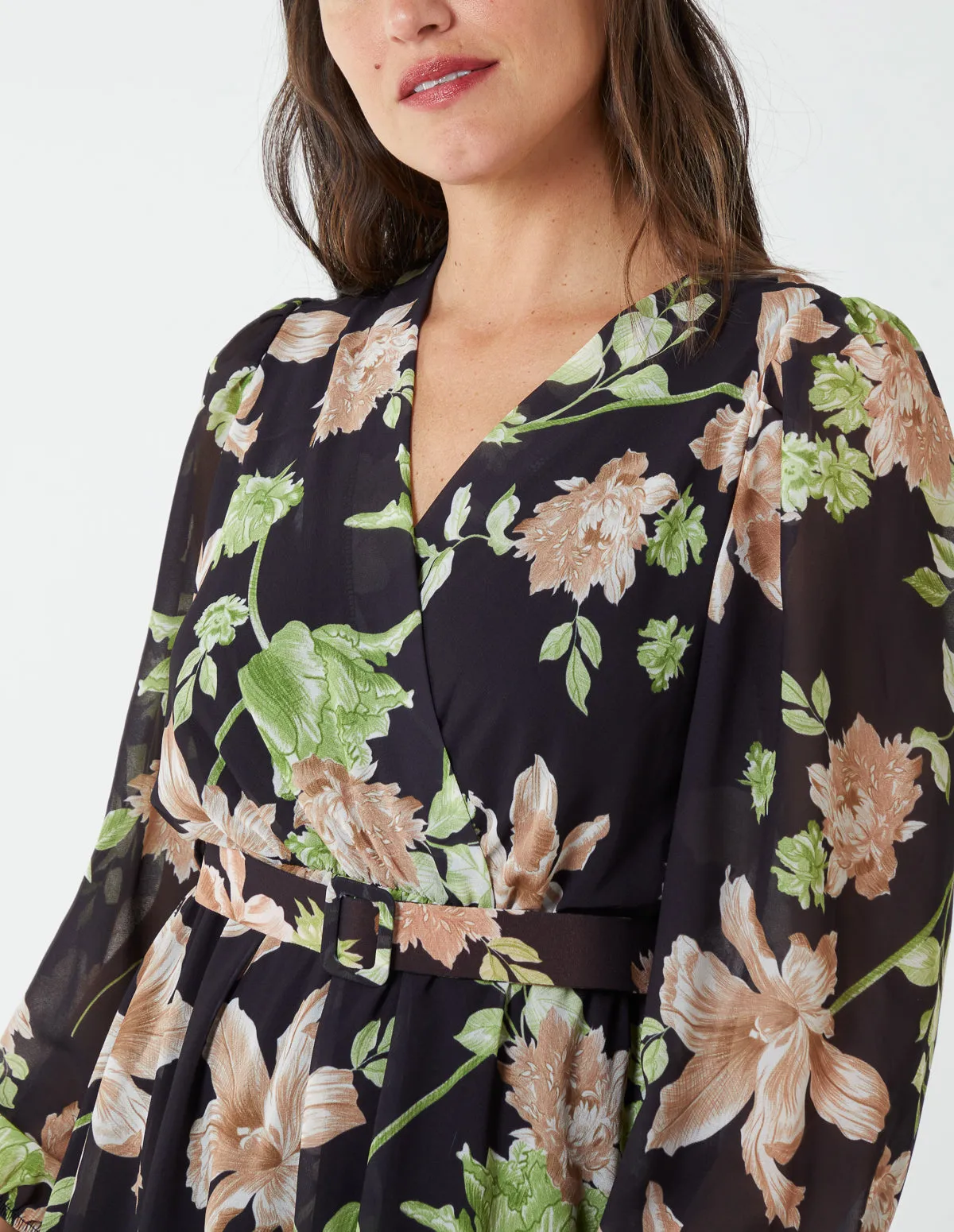 Wrap Front Floral Georgette Dress sold by Blue Vanilla product image thumbnail 2