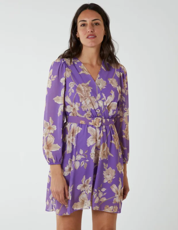 Wrap Front Floral Georgette Dress sold by Blue Vanilla