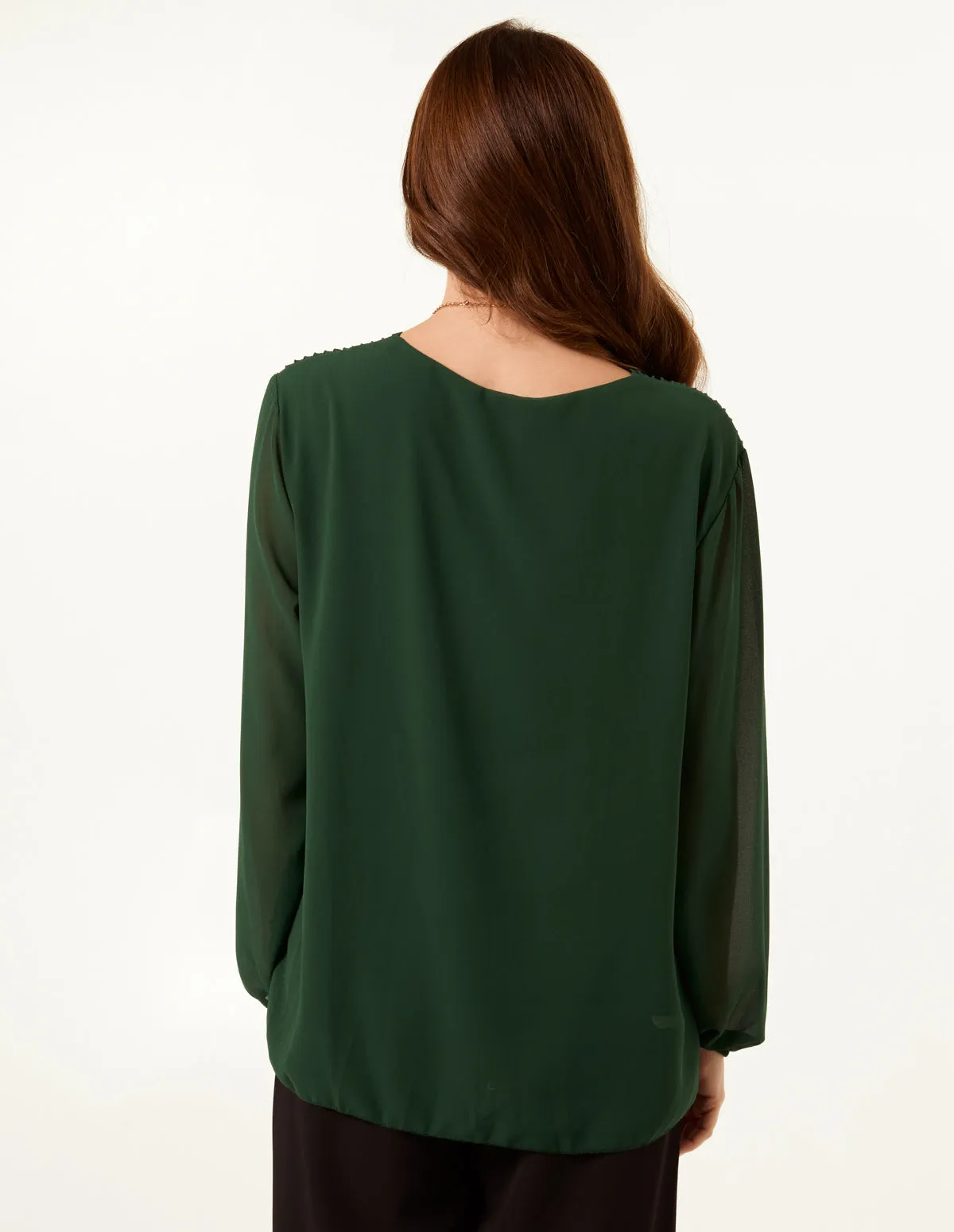 Necklace Pleated Chiffon Top sold by Blue Vanilla product image thumbnail 4