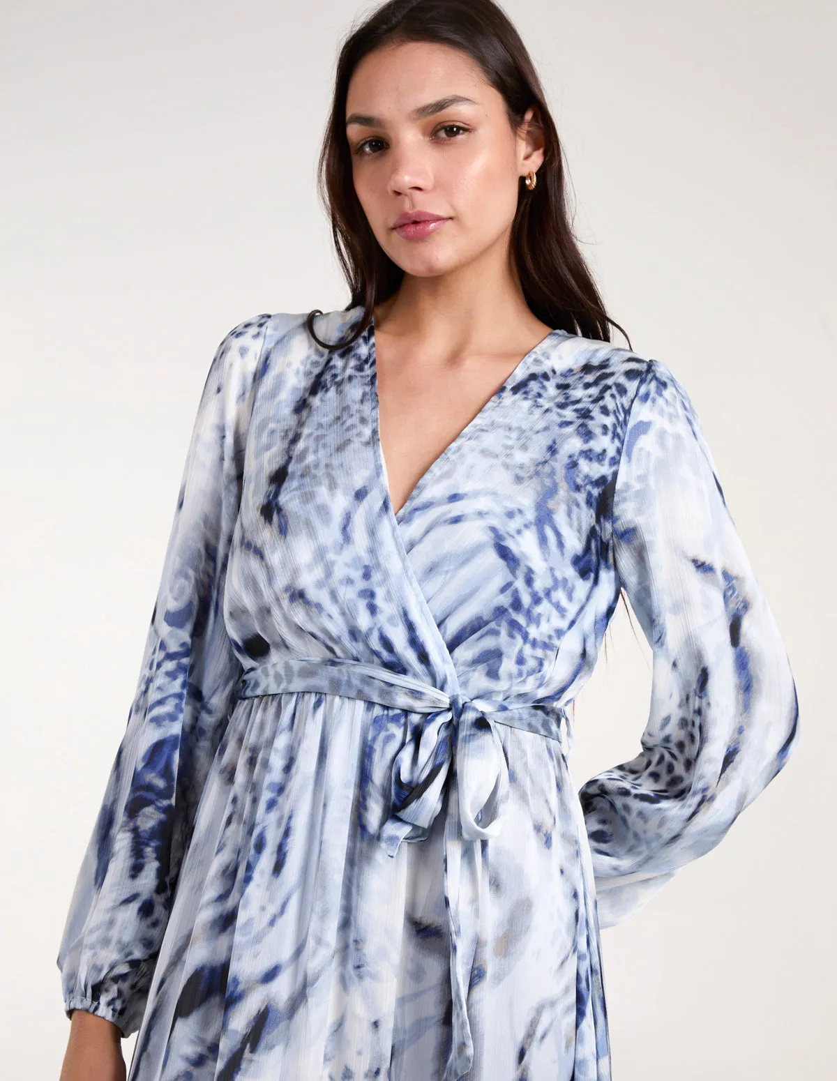 Watercolour Wrap Front Belted Midi Dress sold by Blue Vanilla product image thumbnail 2