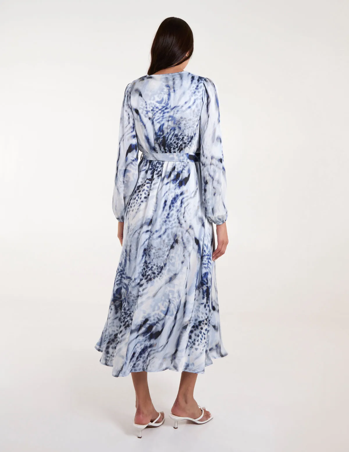 Watercolour Wrap Front Belted Midi Dress sold by Blue Vanilla product image thumbnail 4