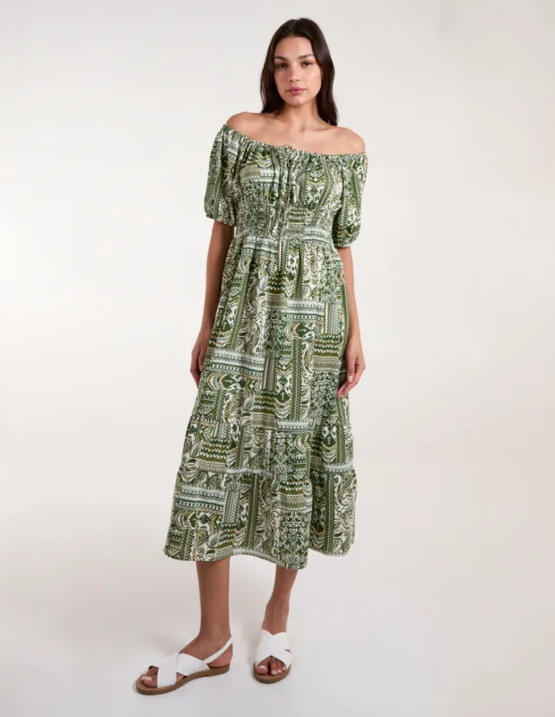 Scoop Neck Paisley Midi Dress sold by Blue Vanilla
