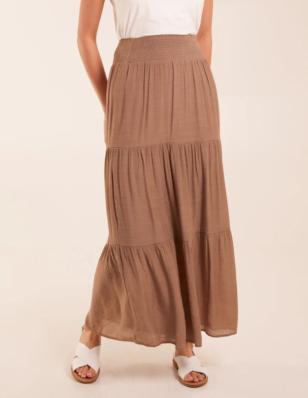 Shirring Waist Tiered Maxi Skirt sold by Blue Vanilla product image thumbnail 2