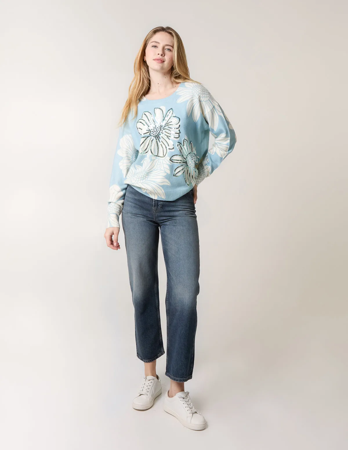 Large Flower Embellished Jumper sold by Blue Vanilla product image thumbnail 2