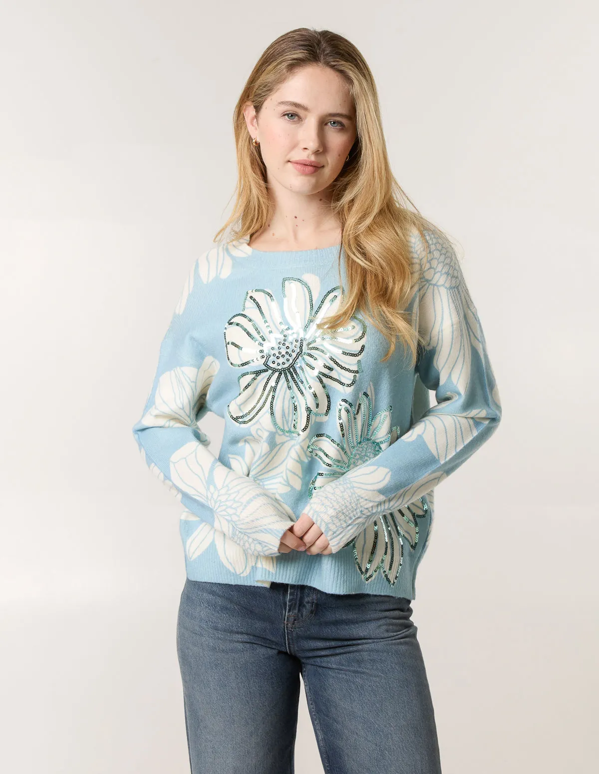 Large Flower Embellished Jumper sold by Blue Vanilla