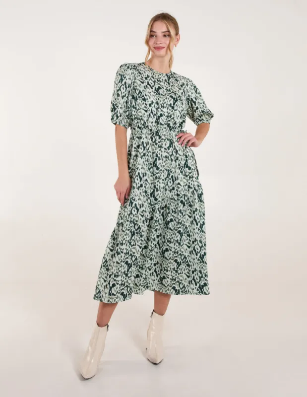 Abstract Elasticated Tie Waist Midi Dress sold by Blue Vanilla