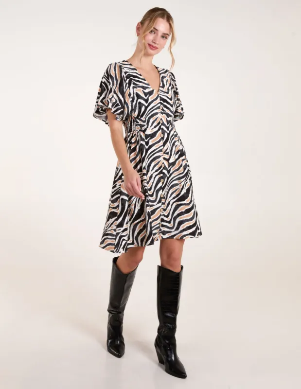 Button Front Shirred Waist Mini Dress sold by Blue Vanilla