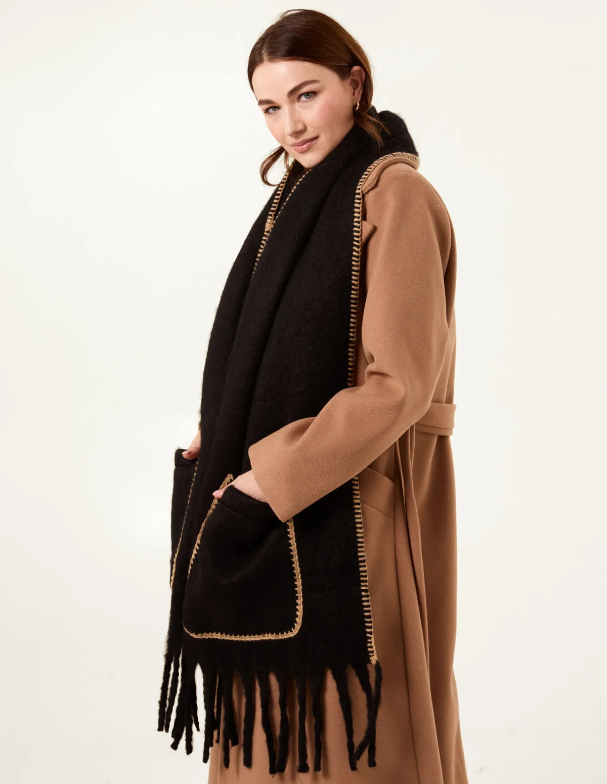 Stitch Edge Scarf With Pockets sold by Blue Vanilla