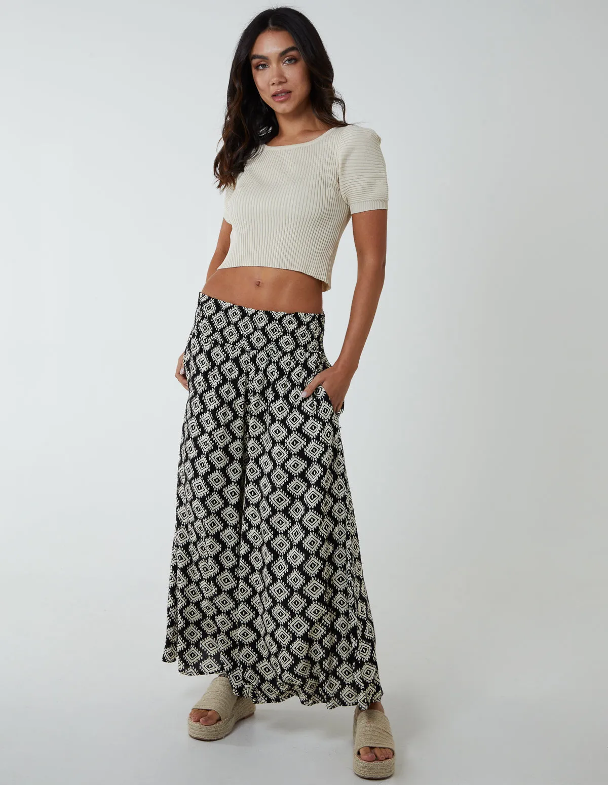 Shirred Wide Leg Trousers sold by Blue Vanilla