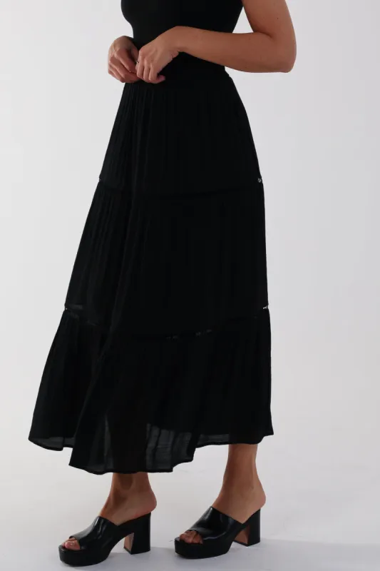 Ladder Trim Midi Skirt sold by Blue Vanilla