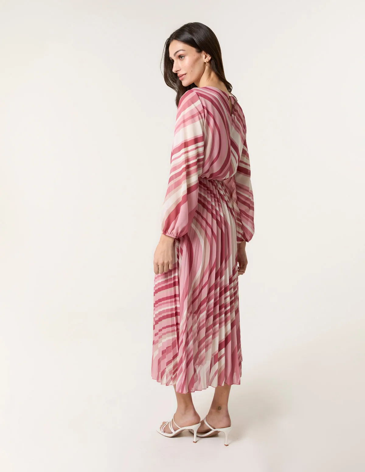 Swirl Print Pleated Round Neck Dress sold by Blue Vanilla product image thumbnail 4