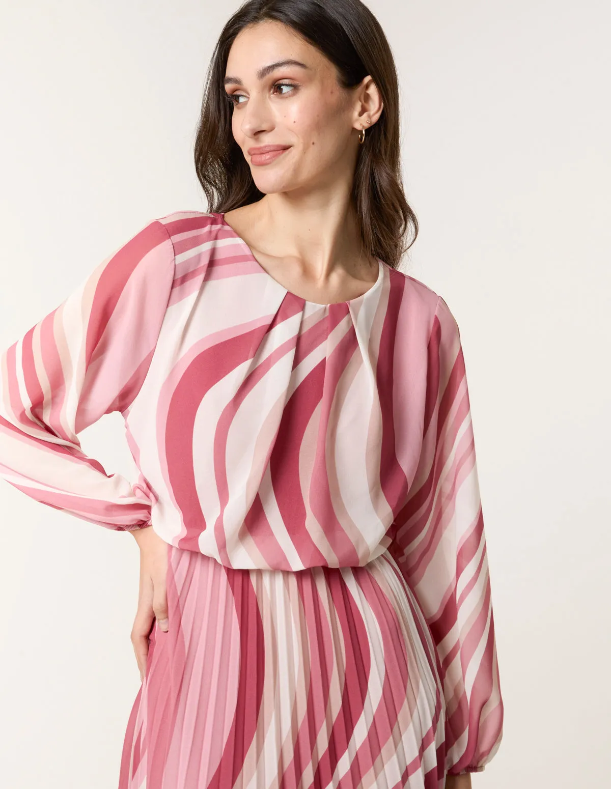 Swirl Print Pleated Round Neck Dress sold by Blue Vanilla product image thumbnail 2