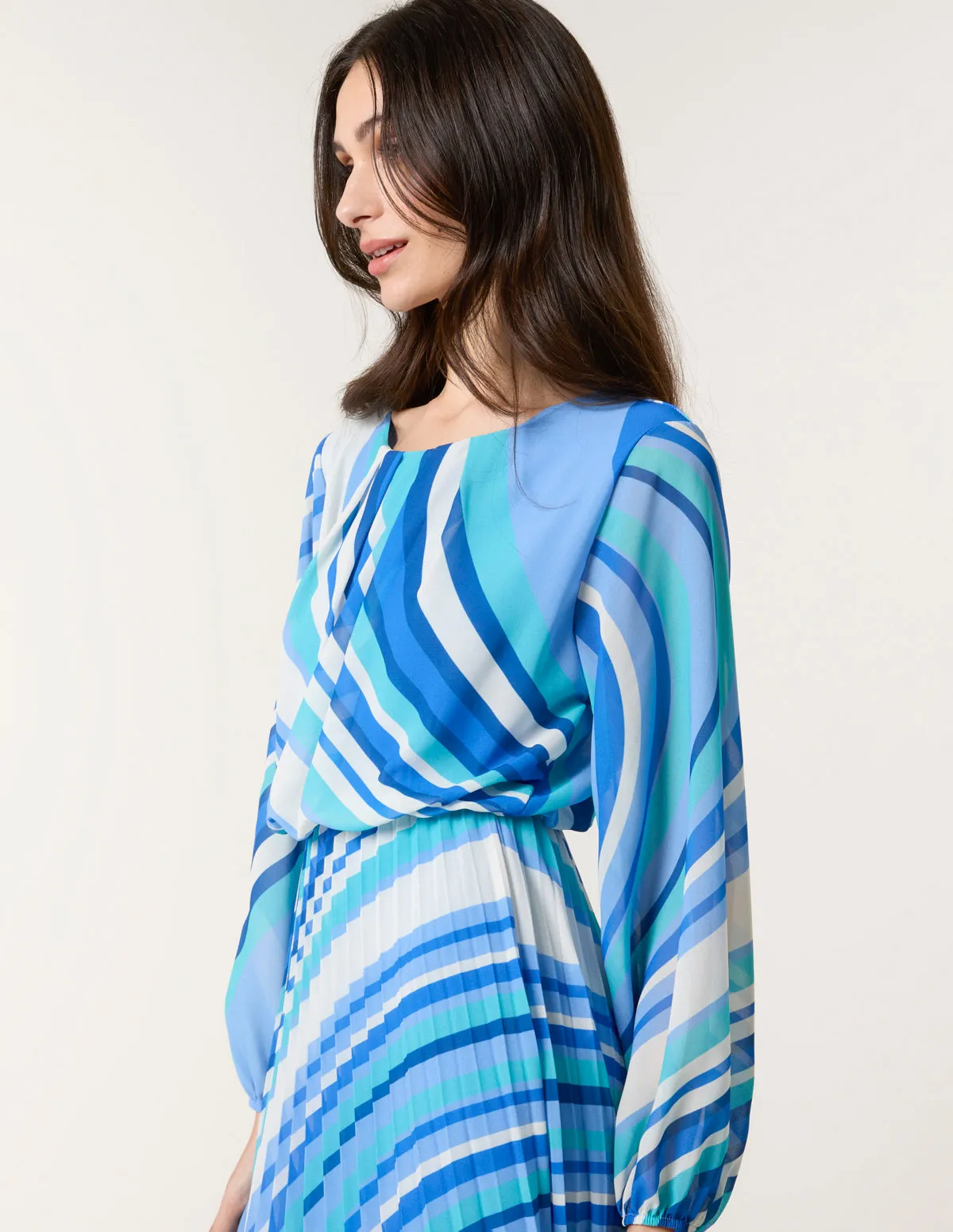 Swirl Print Pleated Round Neck Dress sold by Blue Vanilla product image thumbnail 3