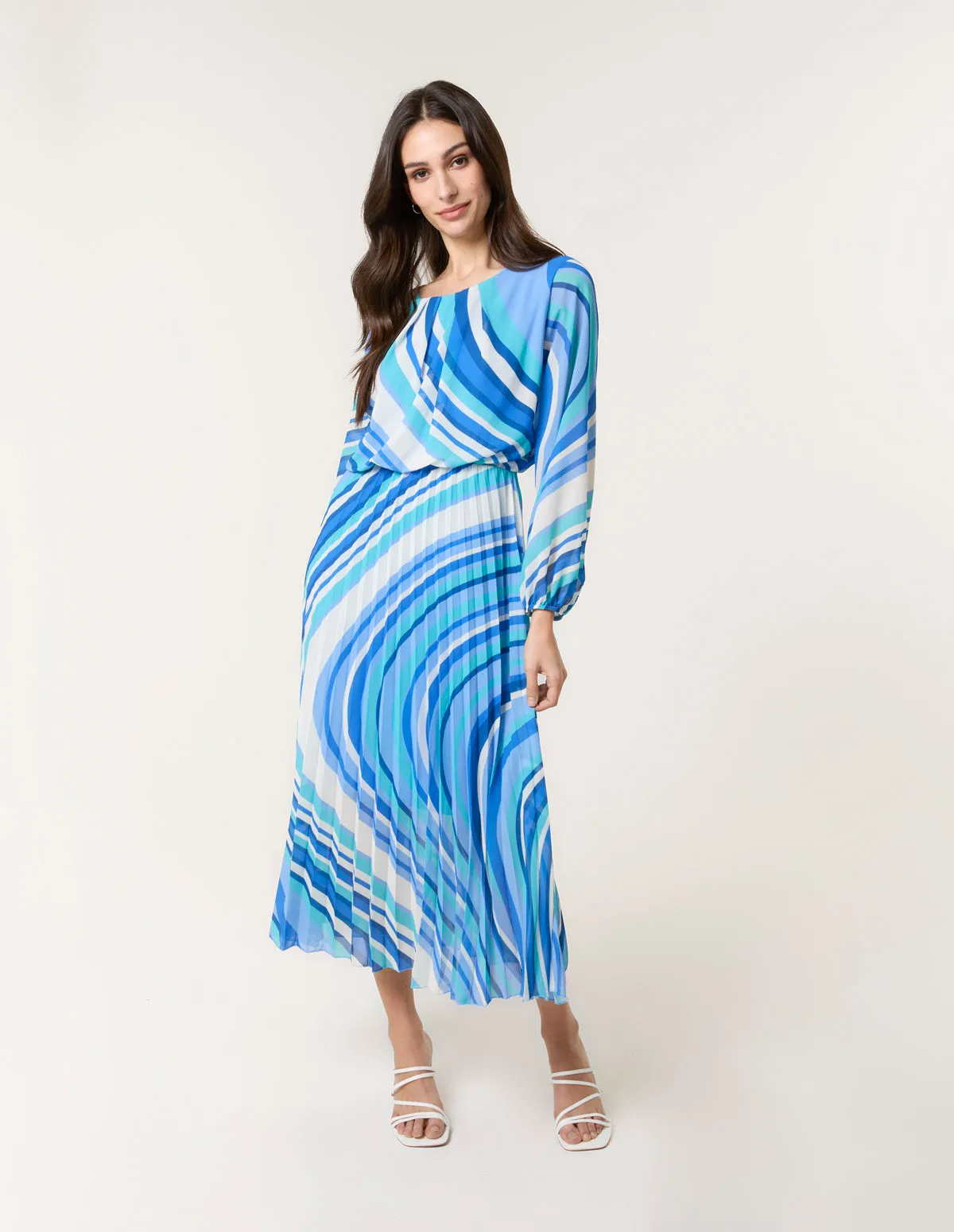 Swirl Print Pleated Round Neck Dress sold by Blue Vanilla product image thumbnail 2