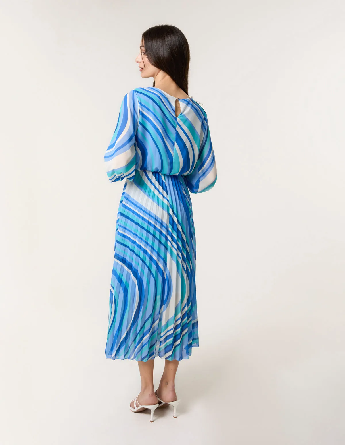 Swirl Print Pleated Round Neck Dress sold by Blue Vanilla product image thumbnail 4