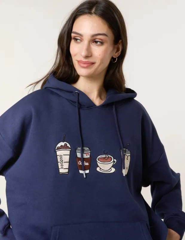 Coffee Embroidered Hoodie made by Blue Vanilla