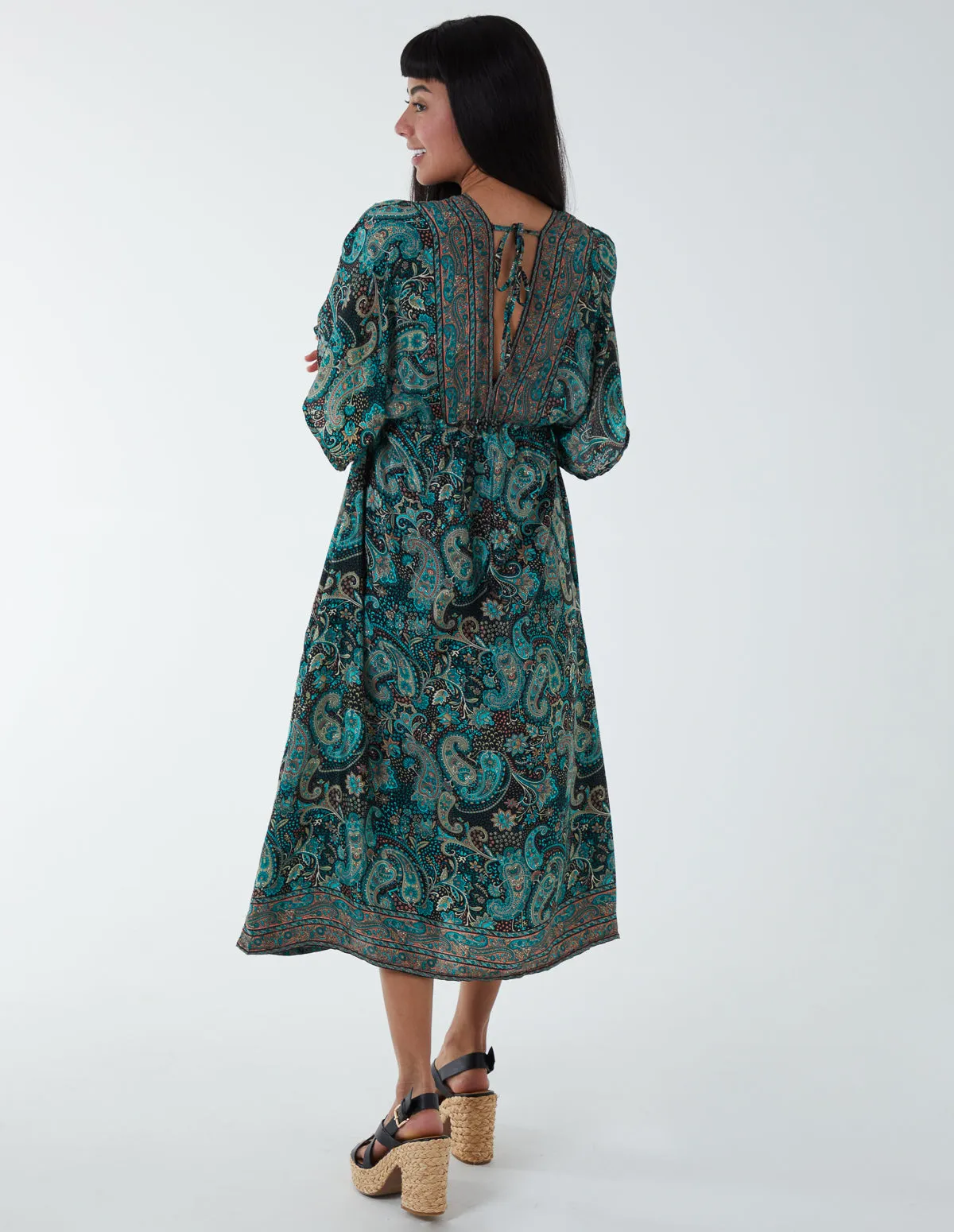 Paisley Kimono Sleeve Midi Dress sold by Blue Vanilla product image thumbnail 4