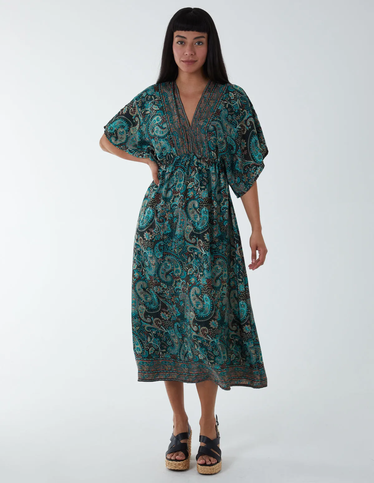 Paisley Kimono Sleeve Midi Dress sold by Blue Vanilla product image thumbnail 3