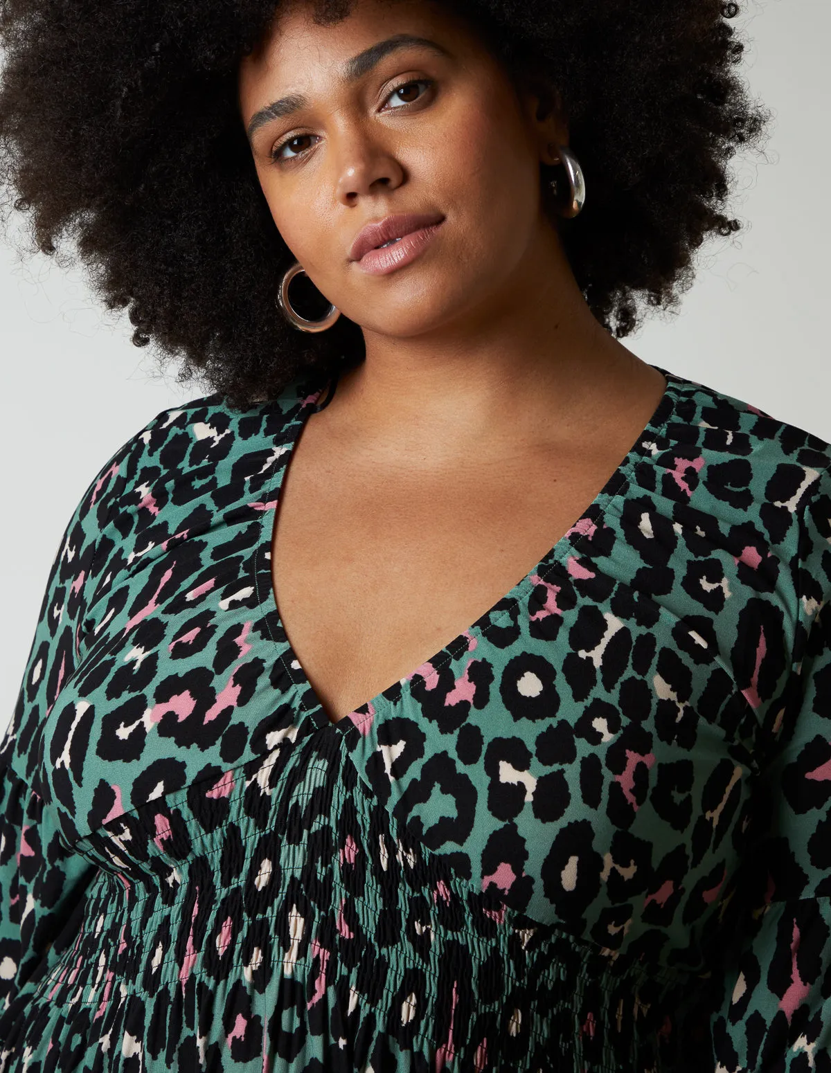 Curve Elasticated Neck Shirred Waist Midi Dress sold by Blue Vanilla product image thumbnail 2