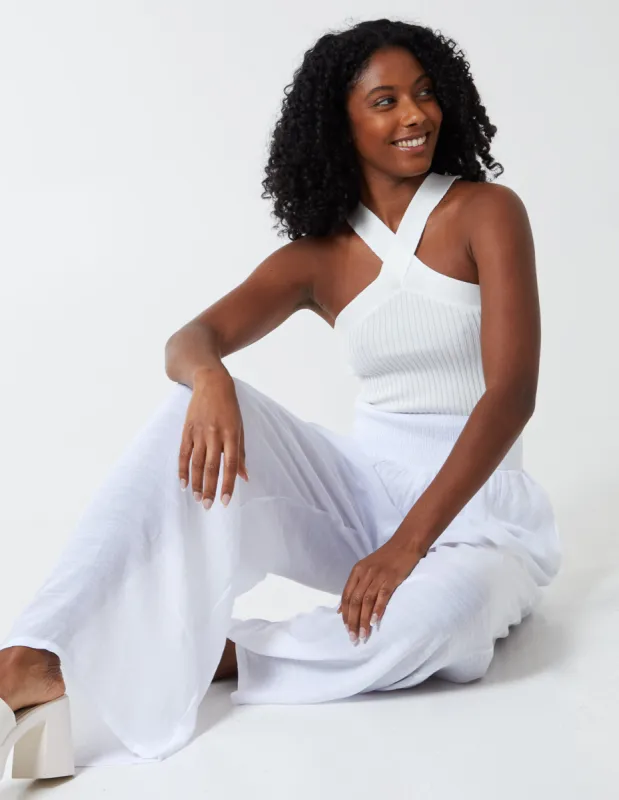 Shirring Waist Wide Leg Trousers sold by Blue Vanilla