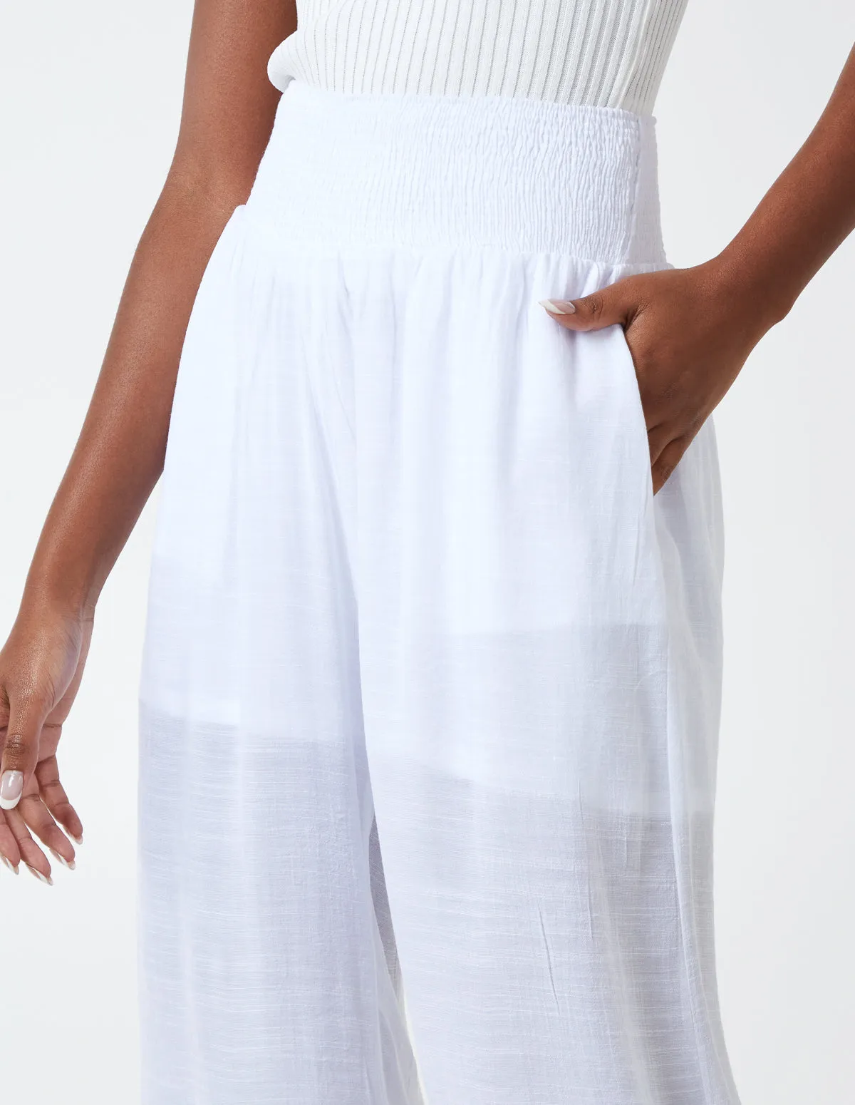 Shirring Waist Wide Leg Trousers sold by Blue Vanilla product image thumbnail 4