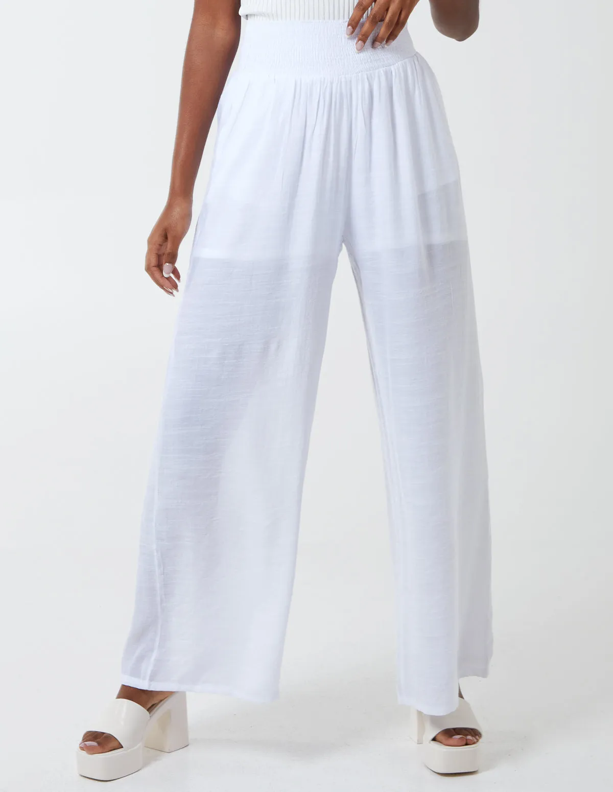 Shirring Waist Wide Leg Trousers sold by Blue Vanilla product image thumbnail 3
