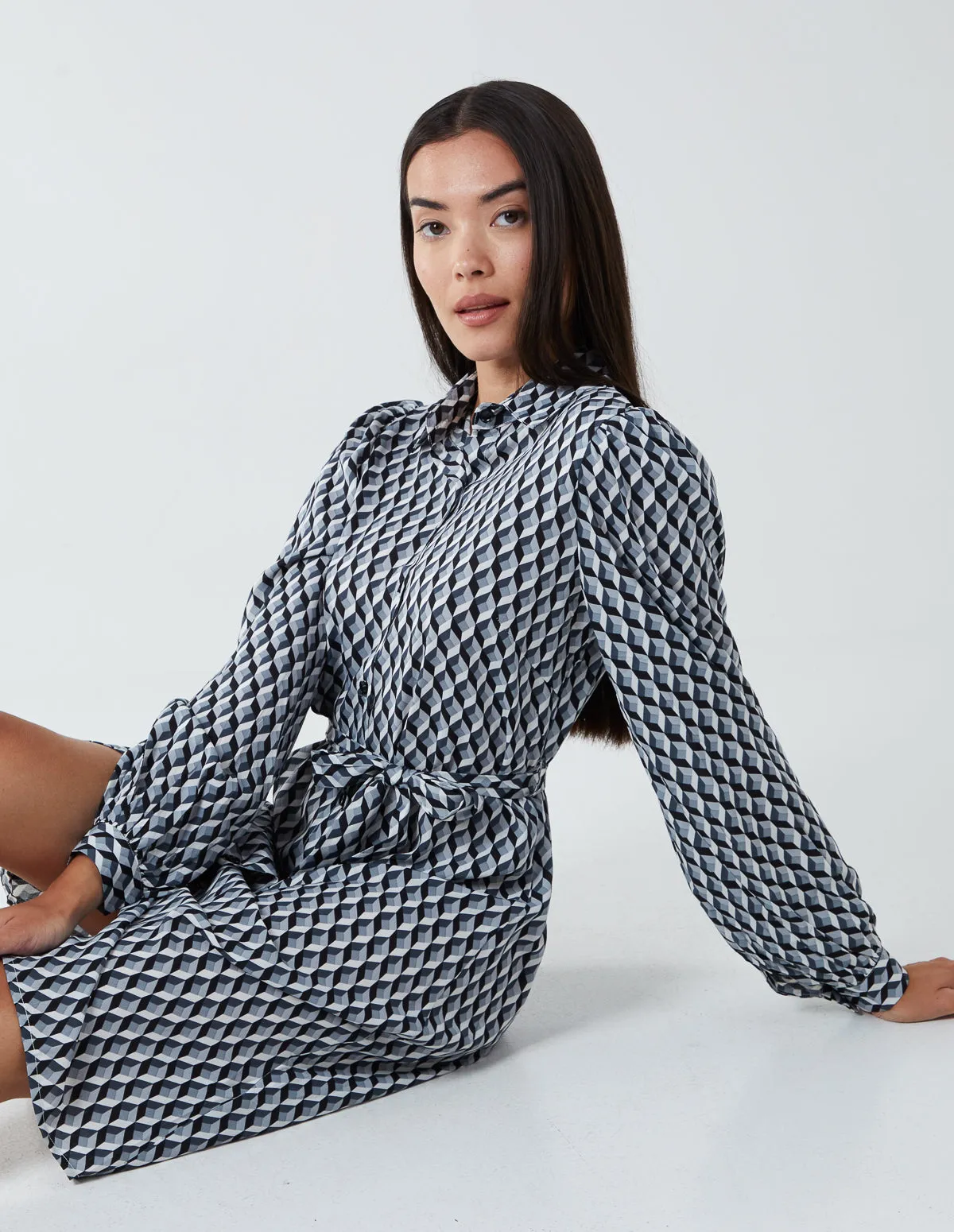 Geometric Print Shirt Dress sold by Blue Vanilla