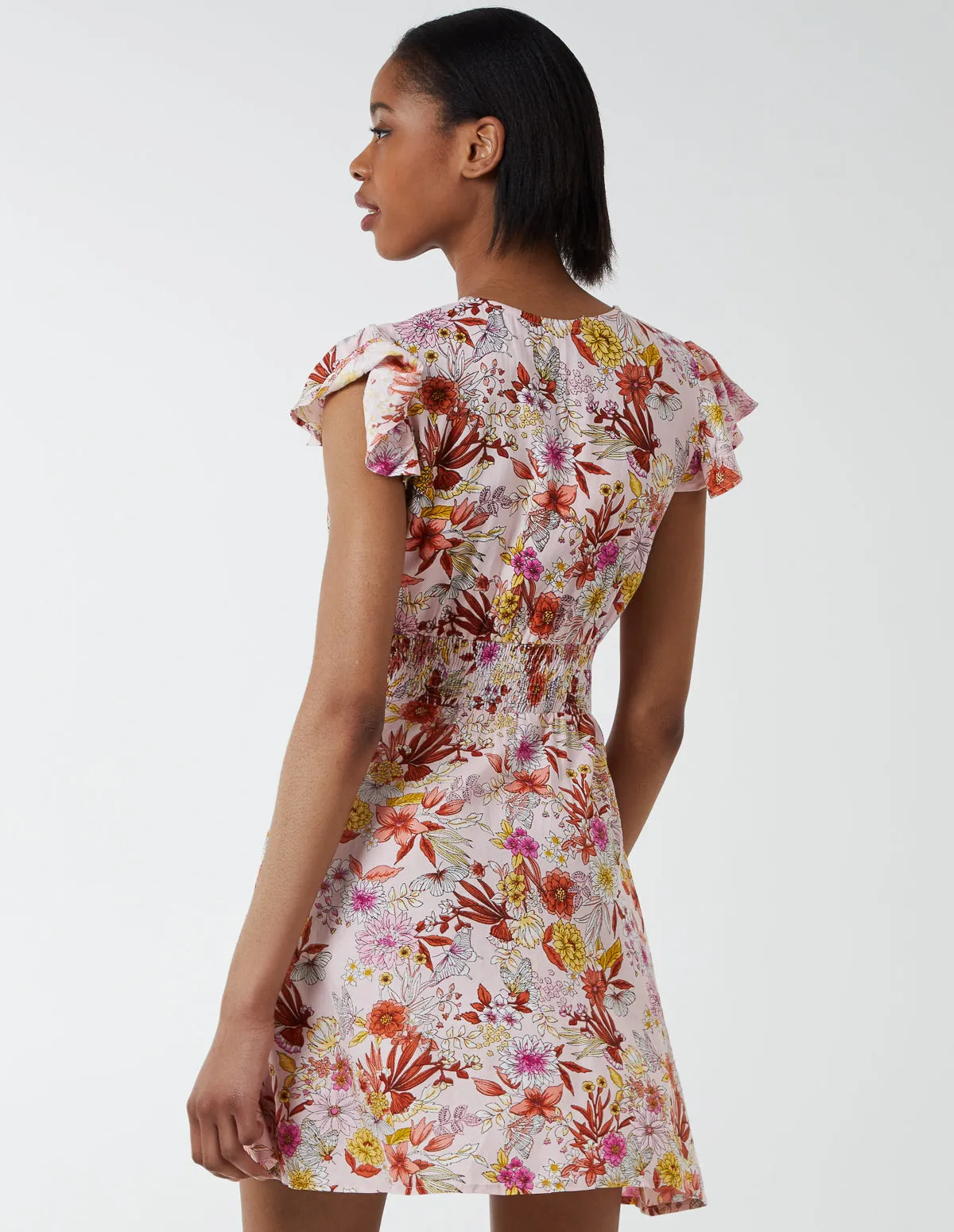 Frill Sleeve Button Front Floral Mini Dress sold by Blue Vanilla product image thumbnail 4