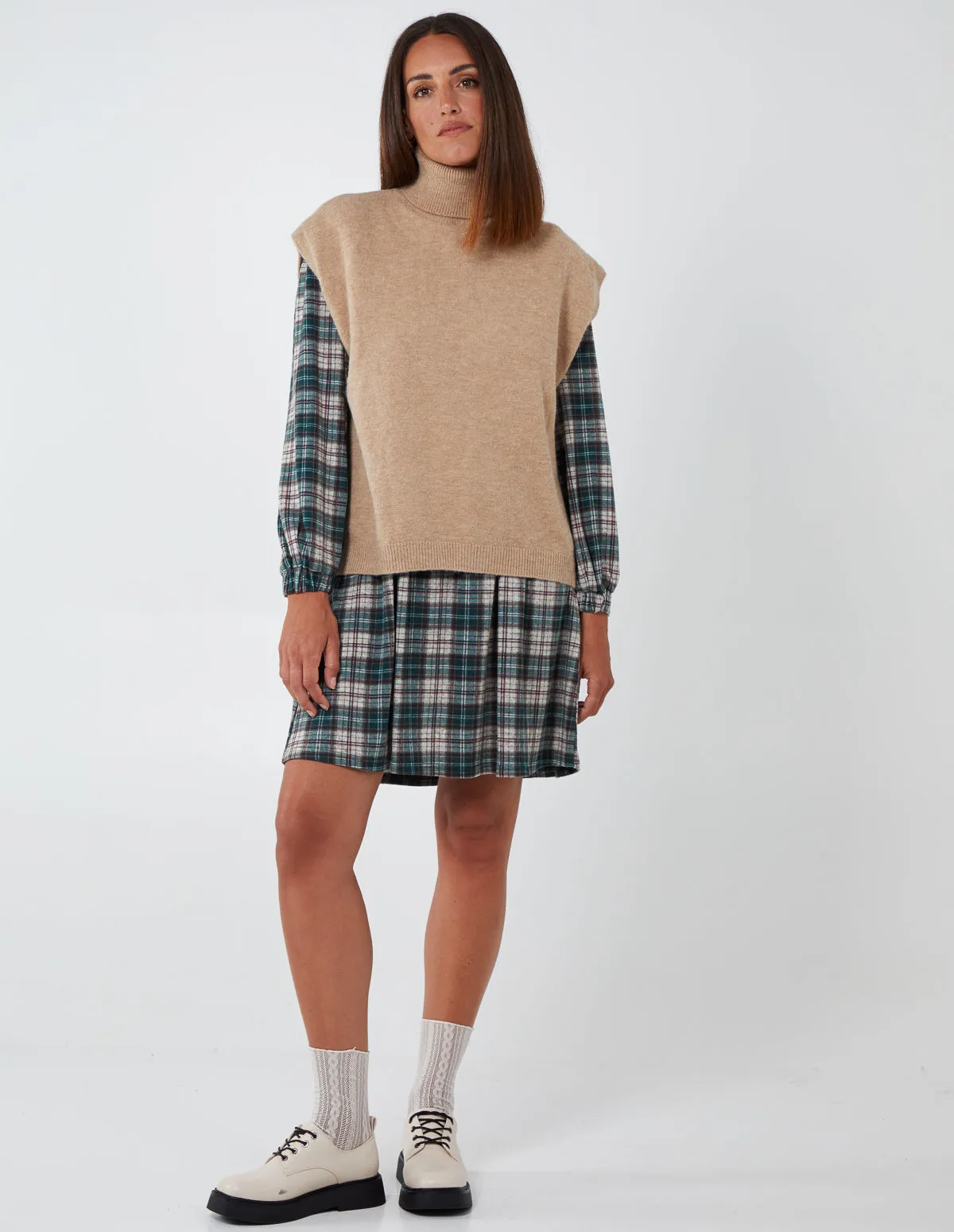 Frill Shoulder Check Smock Dress sold by Blue Vanilla product image thumbnail 4