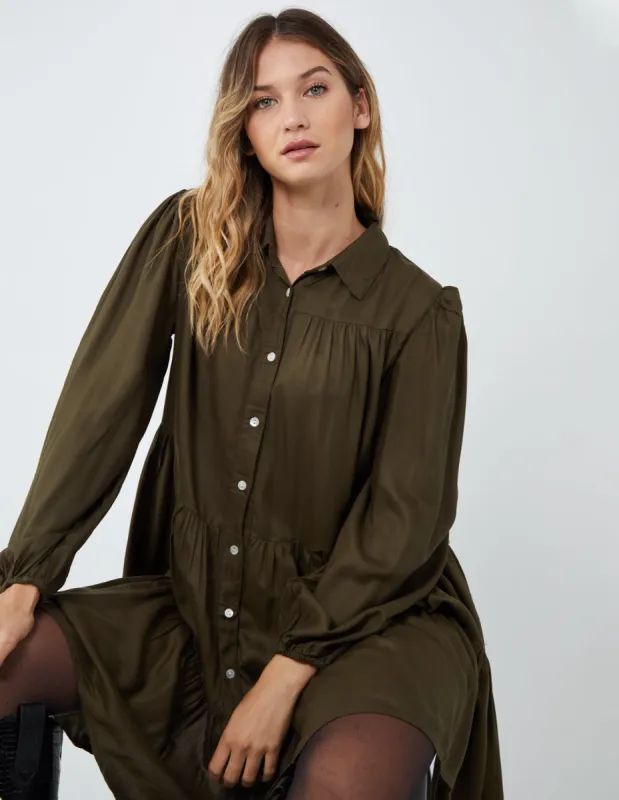 Button Down Tiered Shirt Dress sold by Blue Vanilla
