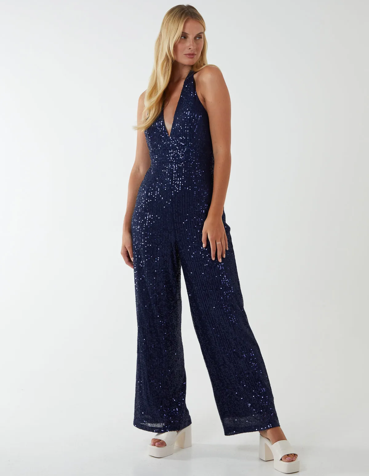 Halter Neck Plunge Jumpsuit sold by Blue Vanilla product image thumbnail 4