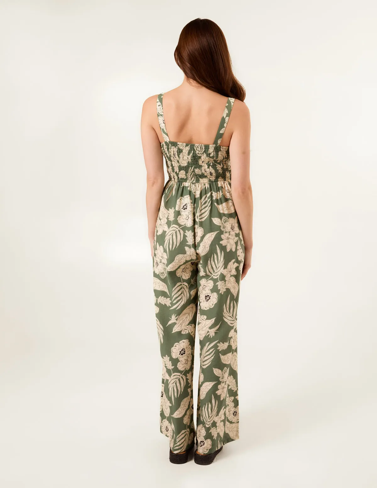 Tropical Print Tie Front Jumpsuit sold by Blue Vanilla product image thumbnail 4