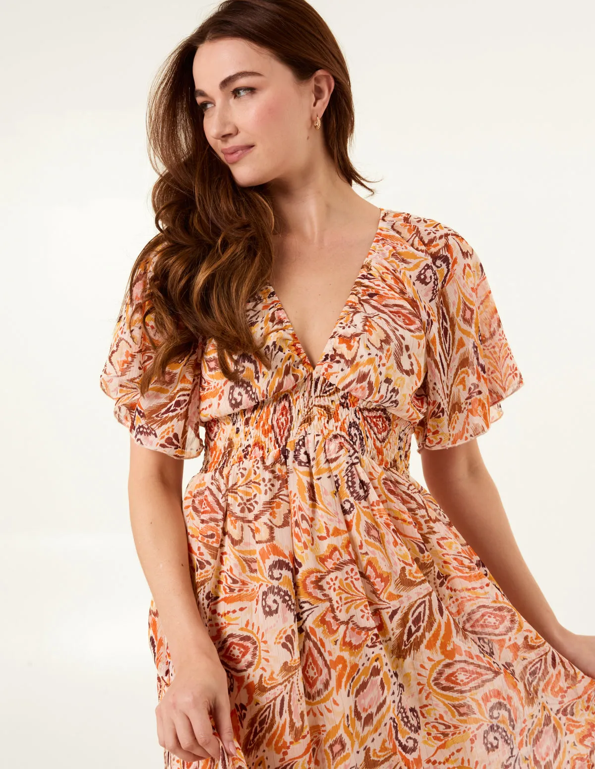 V Neck Shirred Waist Mini Dress sold by Blue Vanilla product image thumbnail 3