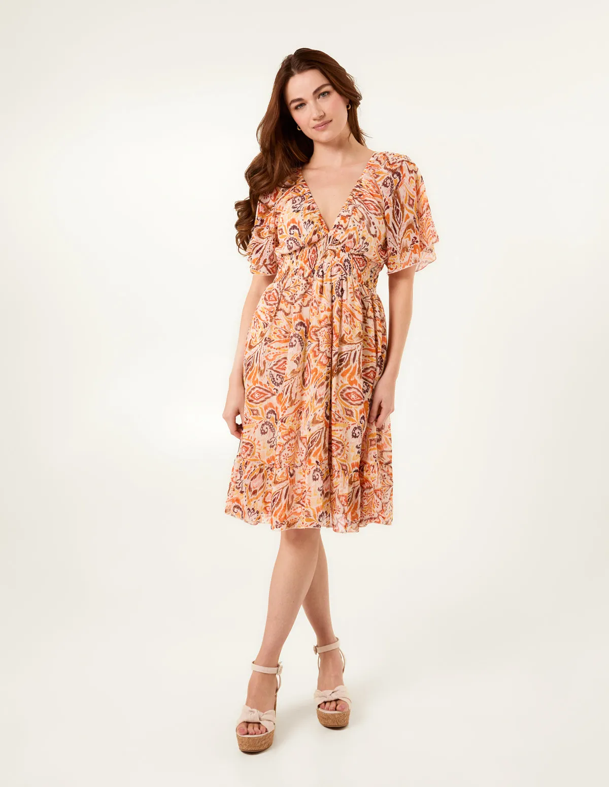 V Neck Shirred Waist Mini Dress sold by Blue Vanilla product image thumbnail 2